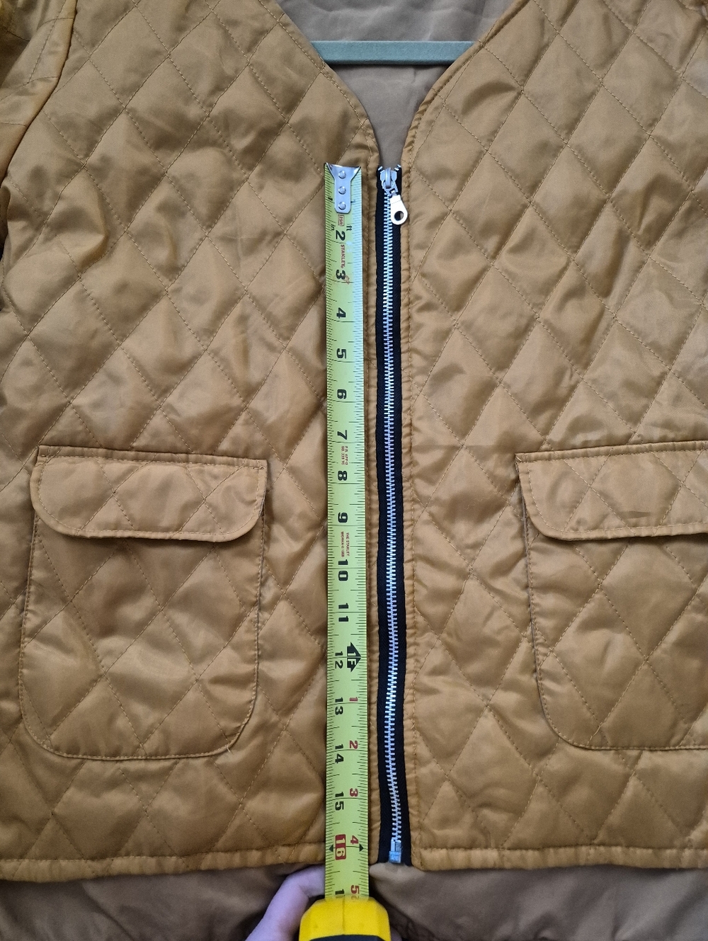 Quilted Mustard Yellow Light Quilted Zip-Up Jacket Coat With Pockets Med/large - Picture 10 of 10
